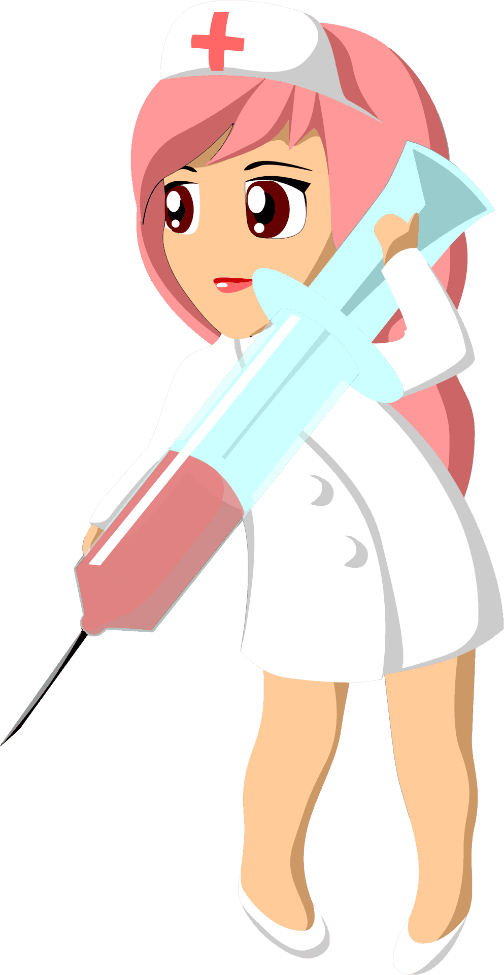 Nurse With Giant Syringe PNG Image