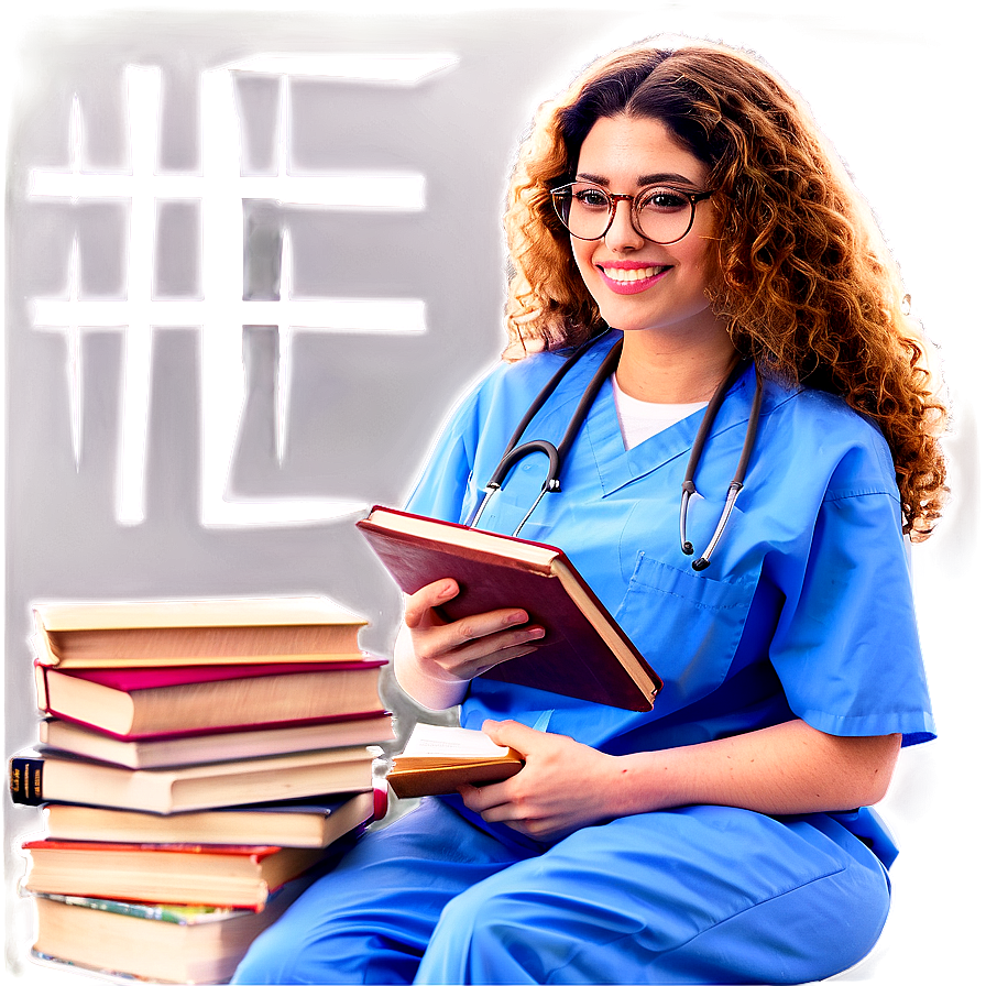 Nursing Student With Books Png Uvl66 PNG Image