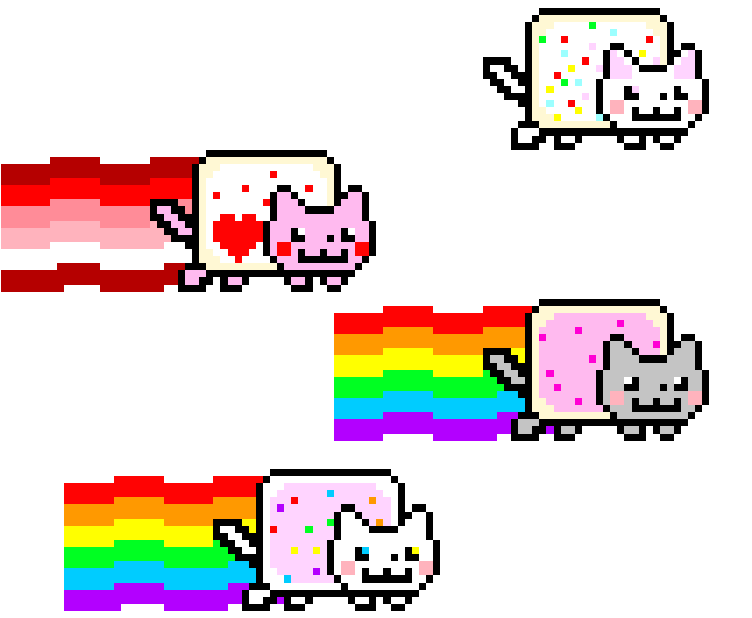 Nyan_ Cat_ Pixel_ Art_ Trio.png PNG Image