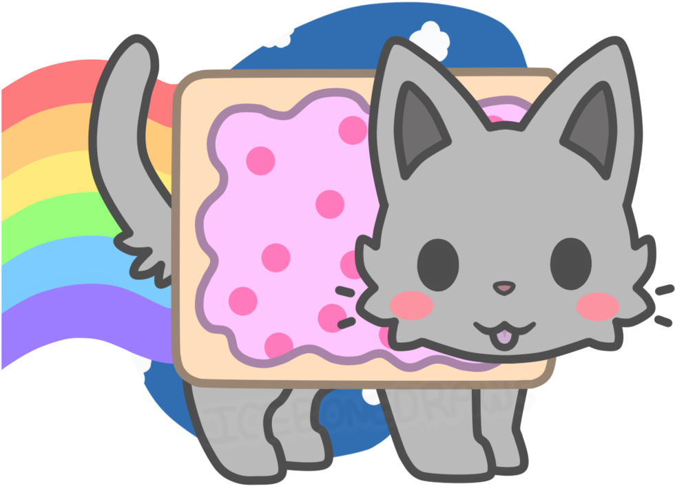 Nyan_ Cat_ Pop_ Tart_ Rainbow PNG Image