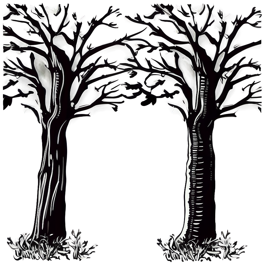 Oak Tree Line Art Png Rhp34 PNG Image