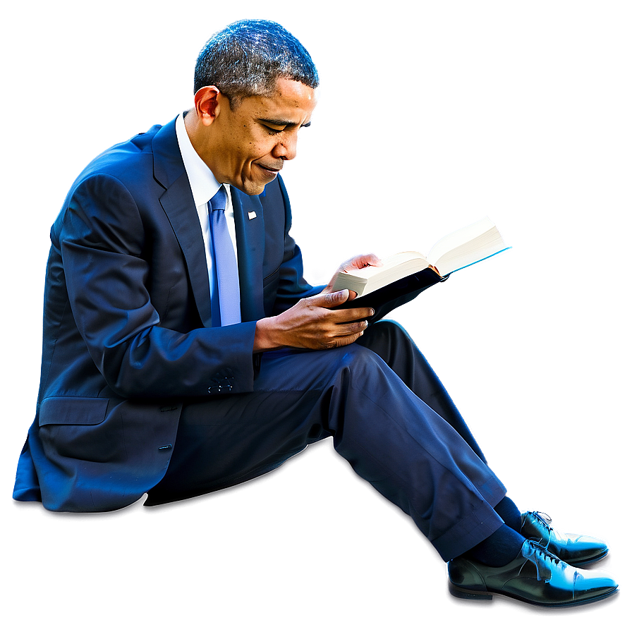 Obama Reading Book Png 1 PNG Image