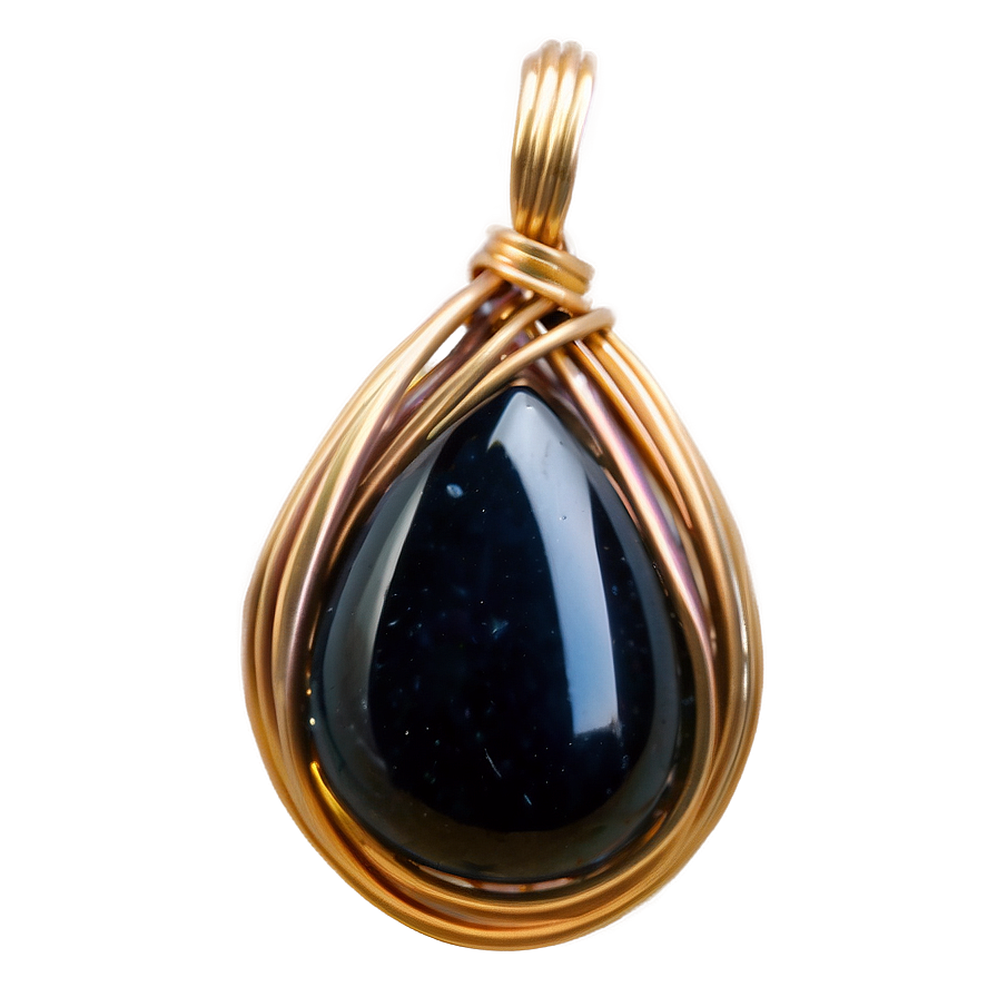 Obsidian Wire Wrapped Pendant Png 65 PNG Image