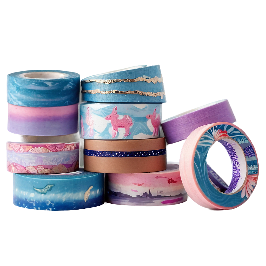 Ocean Washi Tape Aesthetic Png 06272024 PNG Image