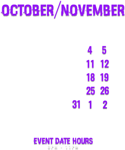 October November Event Calendar PNG Image