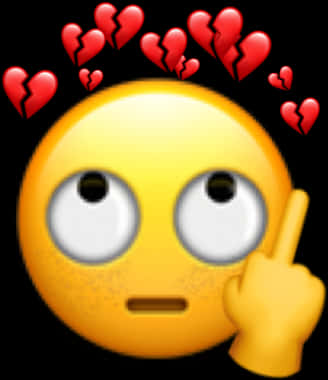 Offensive Gesture Emoji Broken Hearts PNG Image