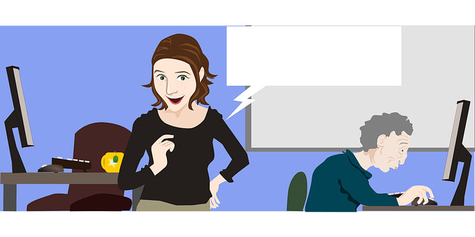 Office Interaction Cartoon PNG Image