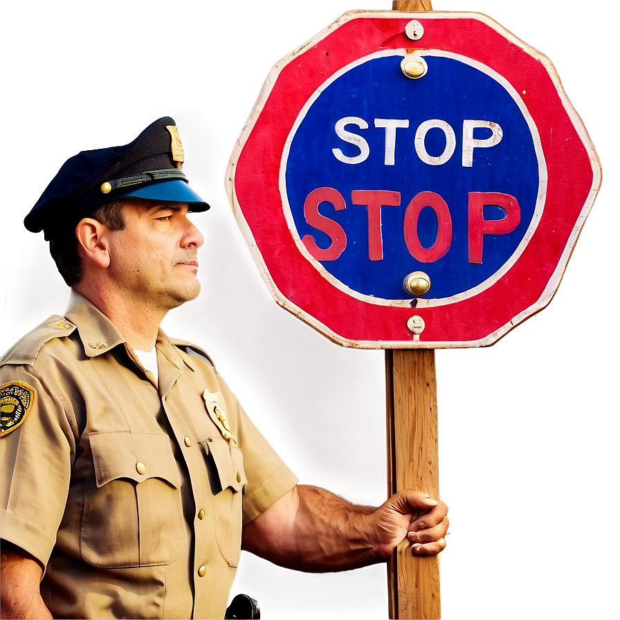 Officer With Stop Sign Png 3 PNG Image