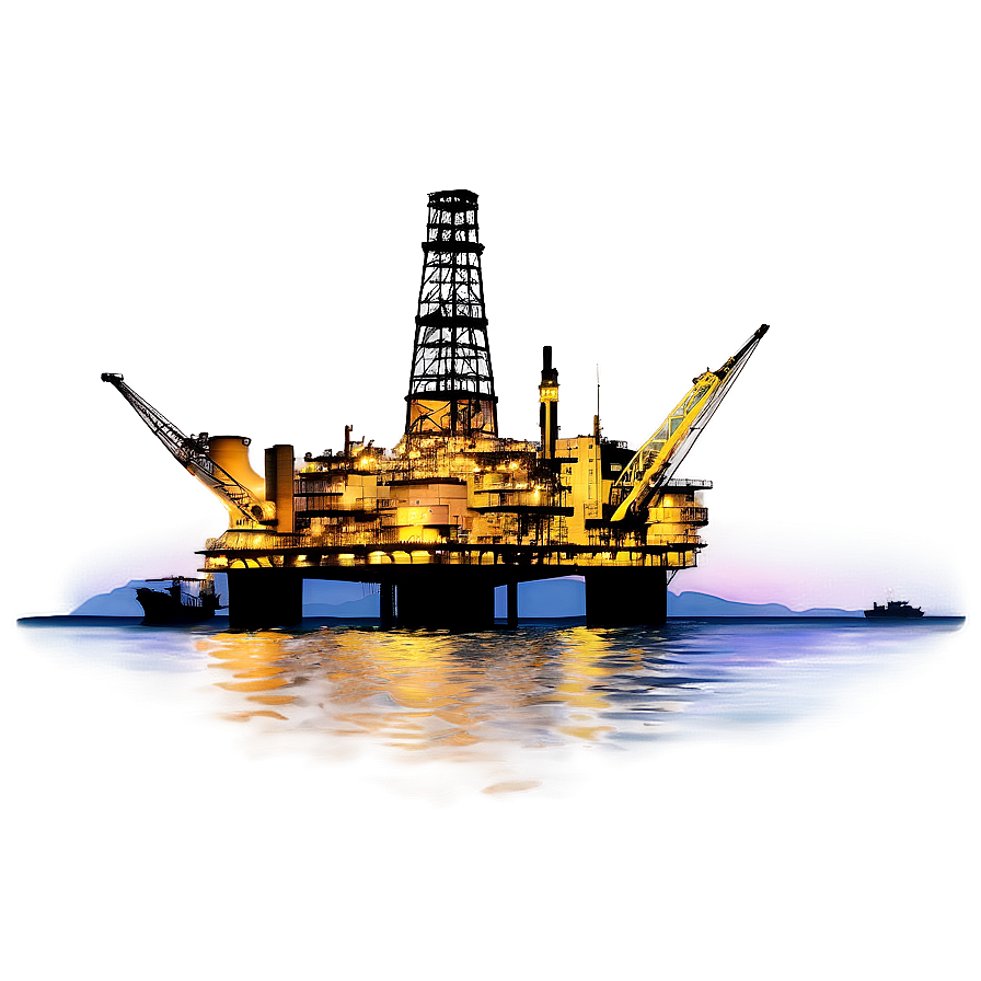 Oil Rig Sunset Scene Png Cws PNG Image