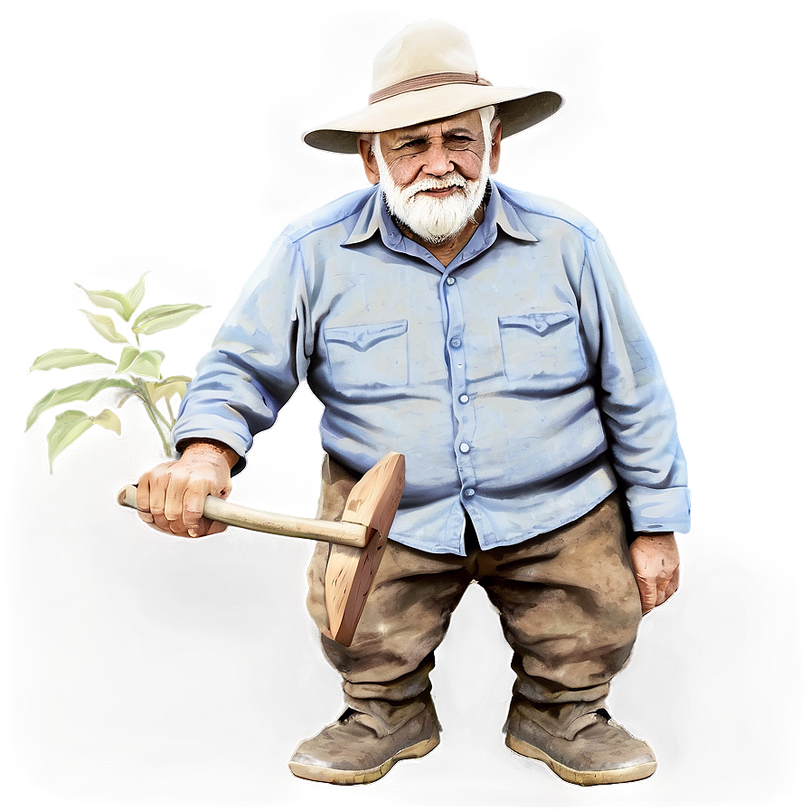 Old Farmer Drawing Png Gwd PNG Image