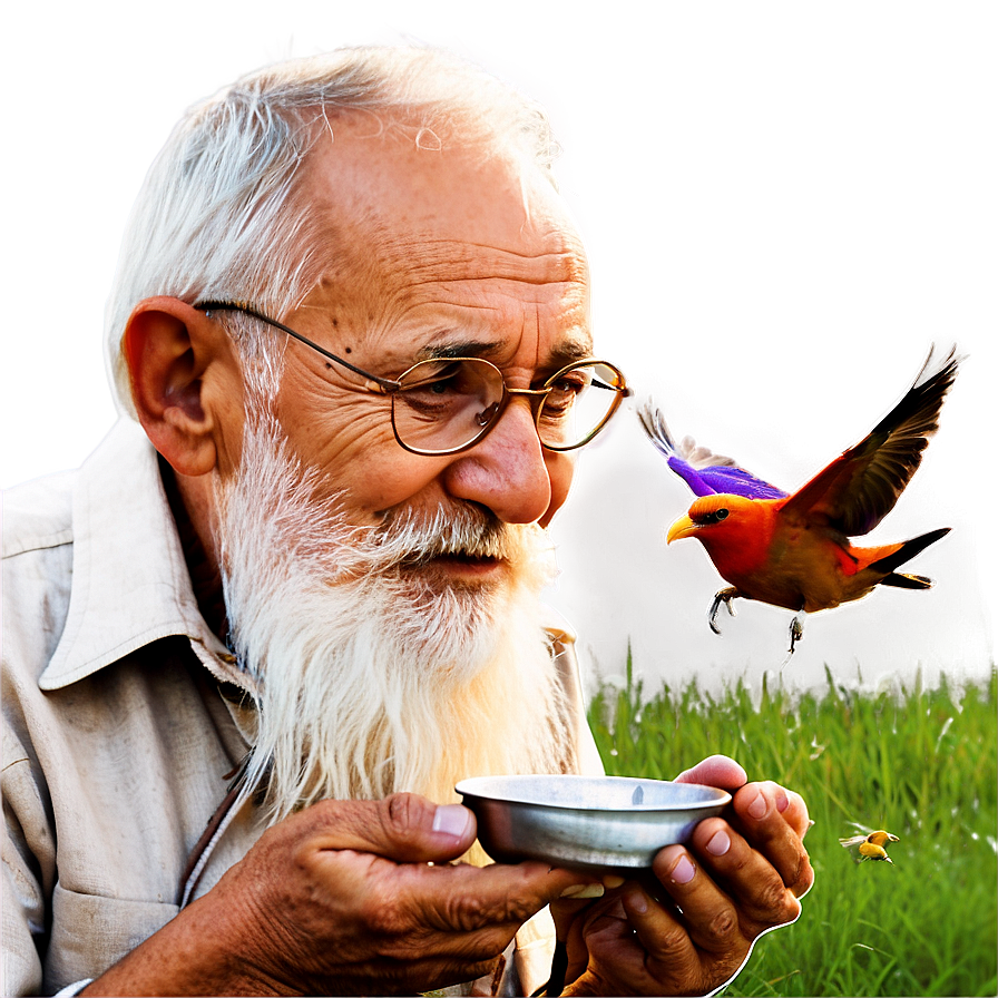 Old Man Feeding Birds Png Mhb4 PNG Image