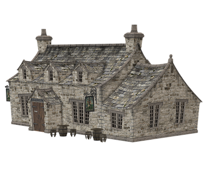 Old Stone Cottage3 D Model PNG Image