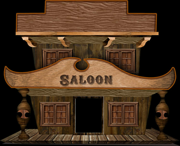 Old Western Saloon Facade Illustration PNG Image