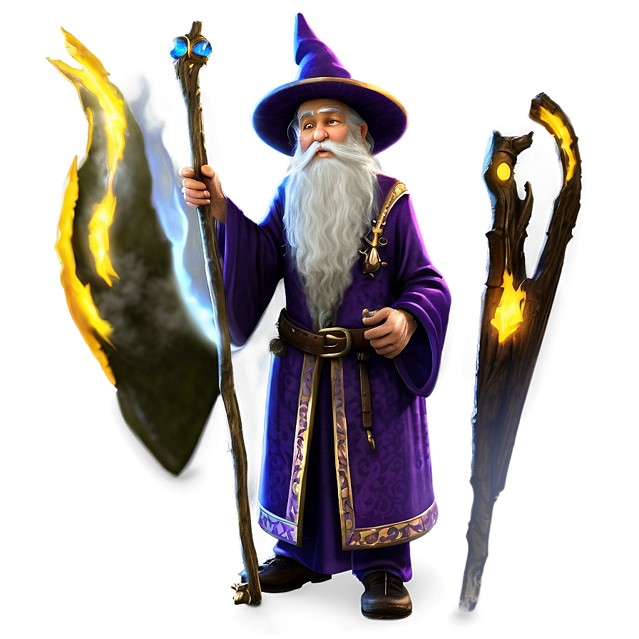 Old Wizard With Staff Png 06112024 PNG Image