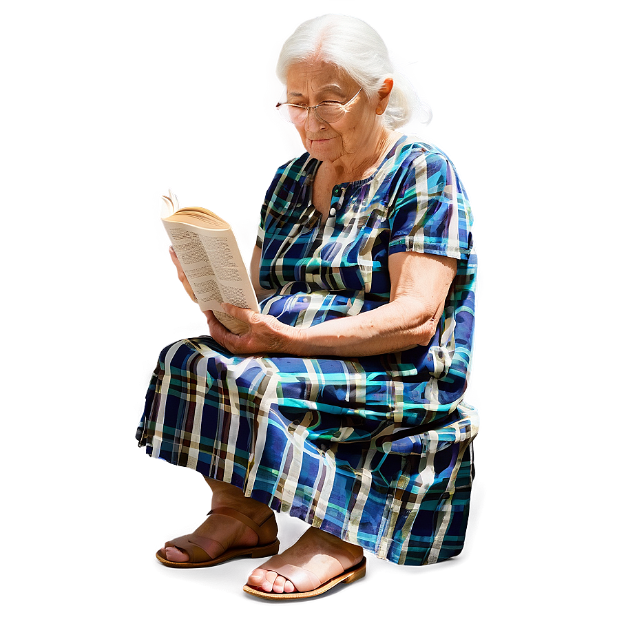 Old Woman Reading Book Png 96 PNG Image