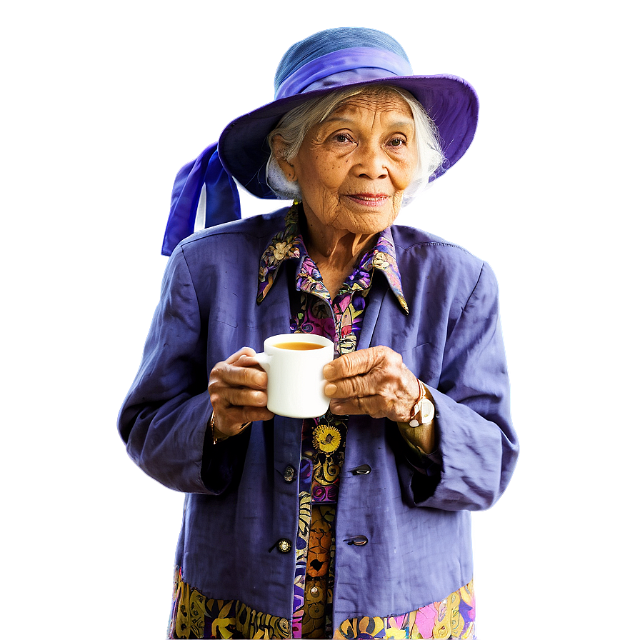 Old Woman With Tea Png Hdy PNG Image