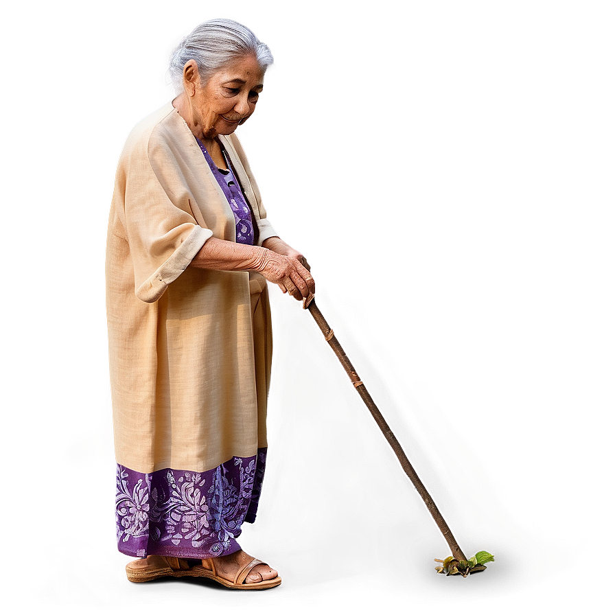 Old Woman With Walking Stick Png 68 PNG Image