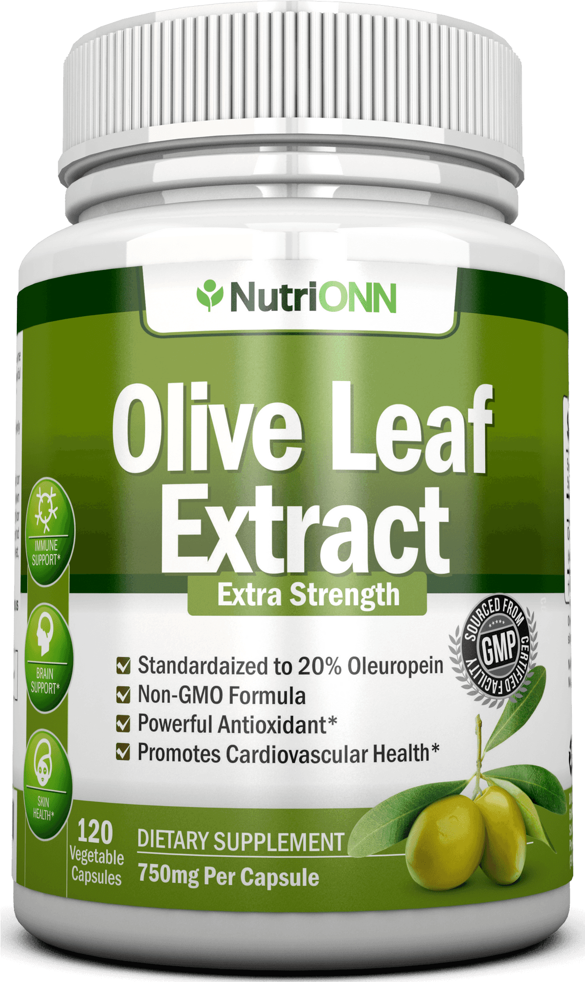 Olive Leaf Extract Supplement Bottle PNG Image