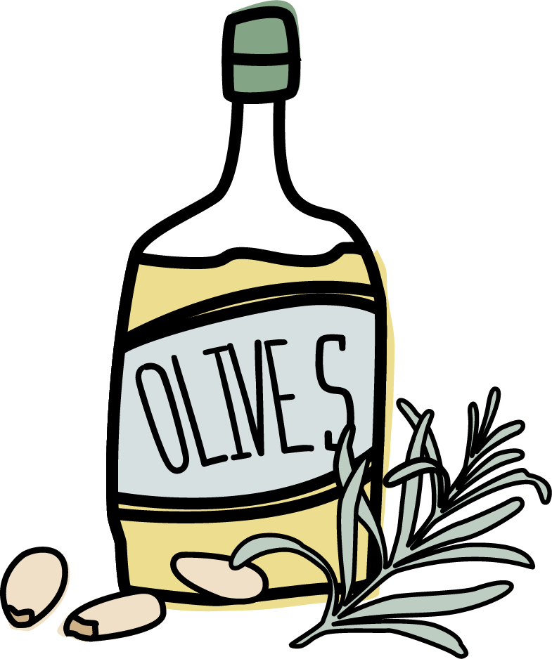 Olive Oil Bottleand Rosemary Sketch PNG Image