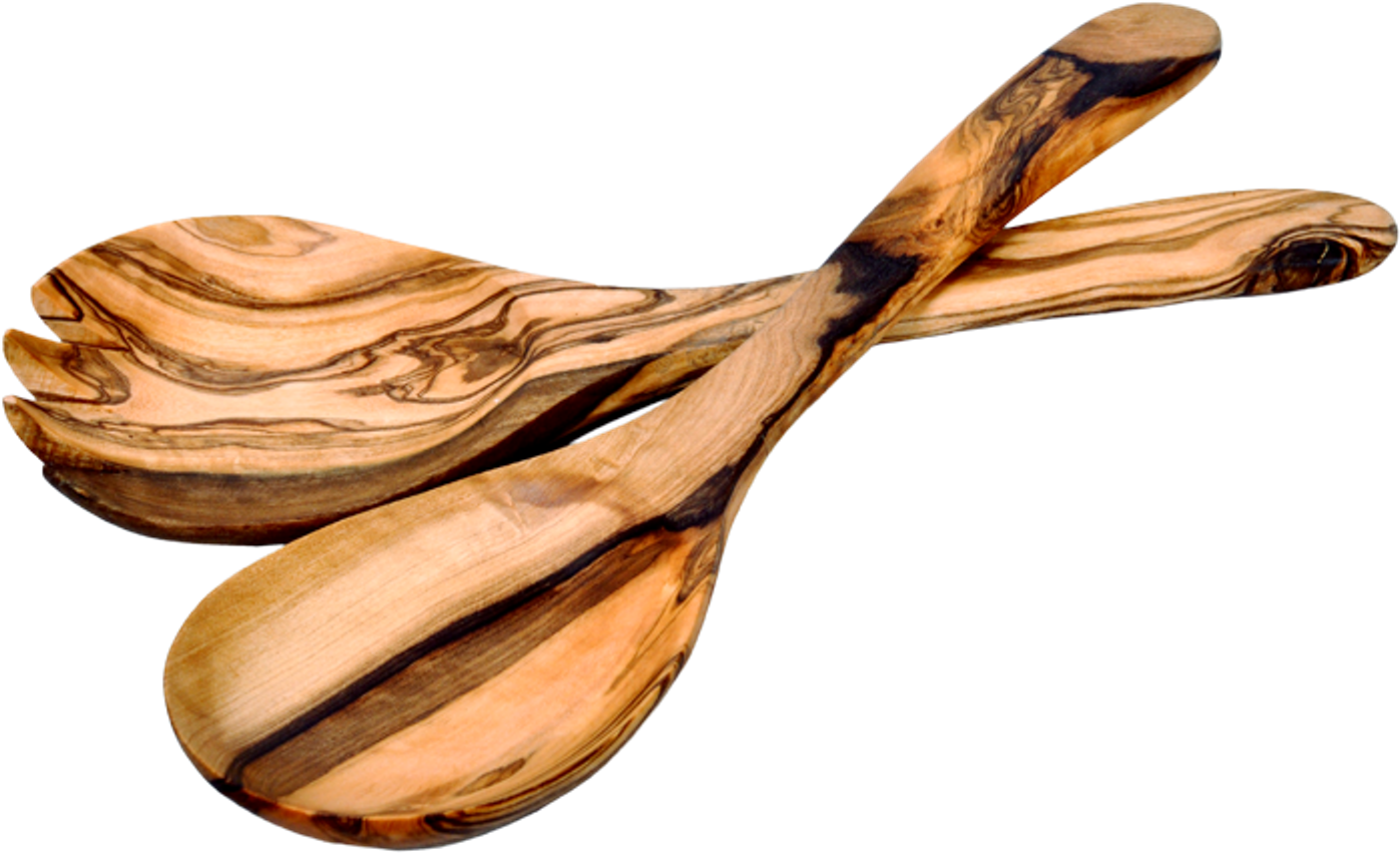 Olive Wood Spoons Crossed PNG Image