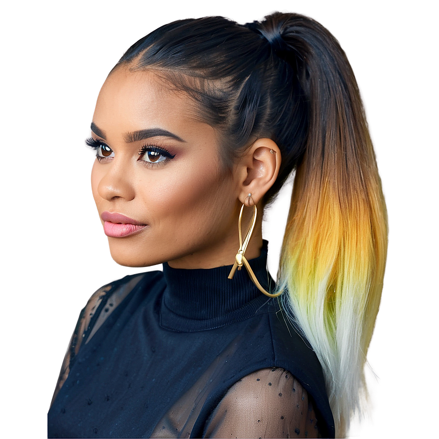 Ombre Ponytail Fashion Png 06262024 PNG Image