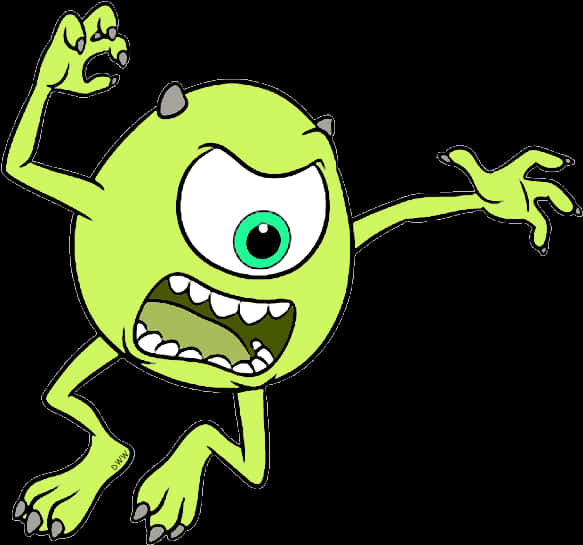 One Eyed Green Monster Cartoon PNG Image