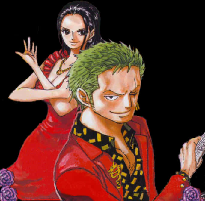 One Piece Characters Zoroand Robin PNG Image