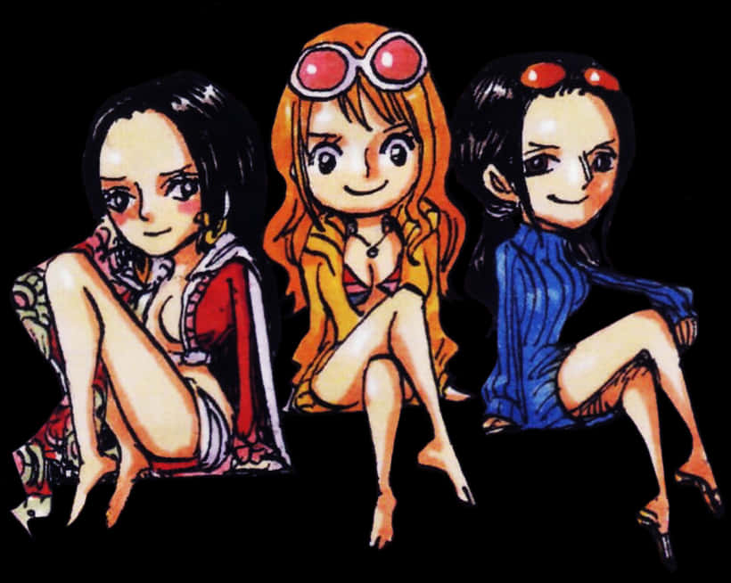 One Piece Female Characters Artwork PNG Image