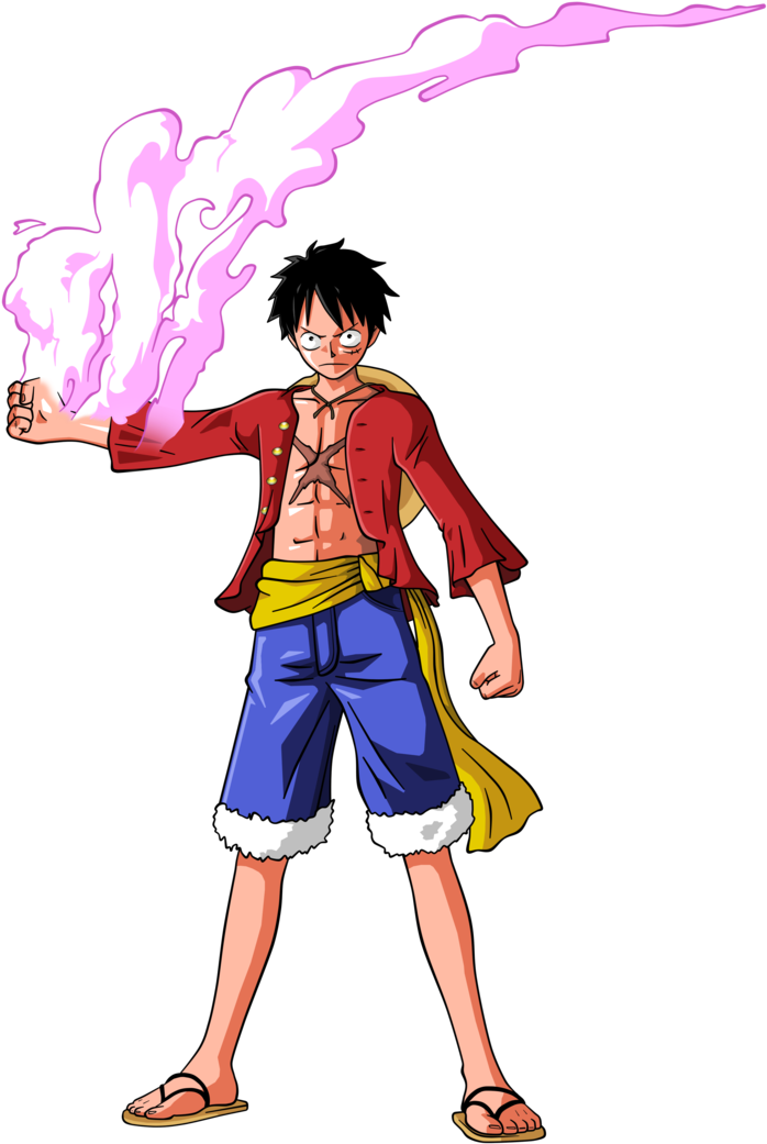 One Piece Luffy Flaming Punch PNG Image