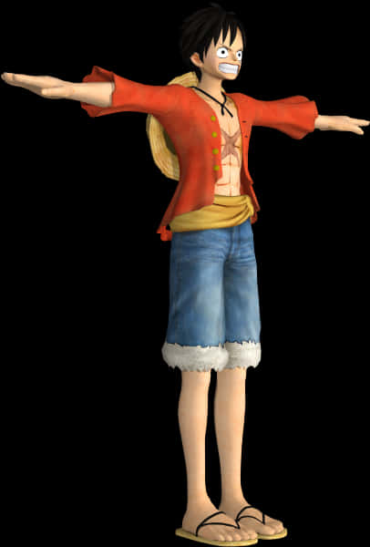 One Piece Luffy Standing Pose PNG Image