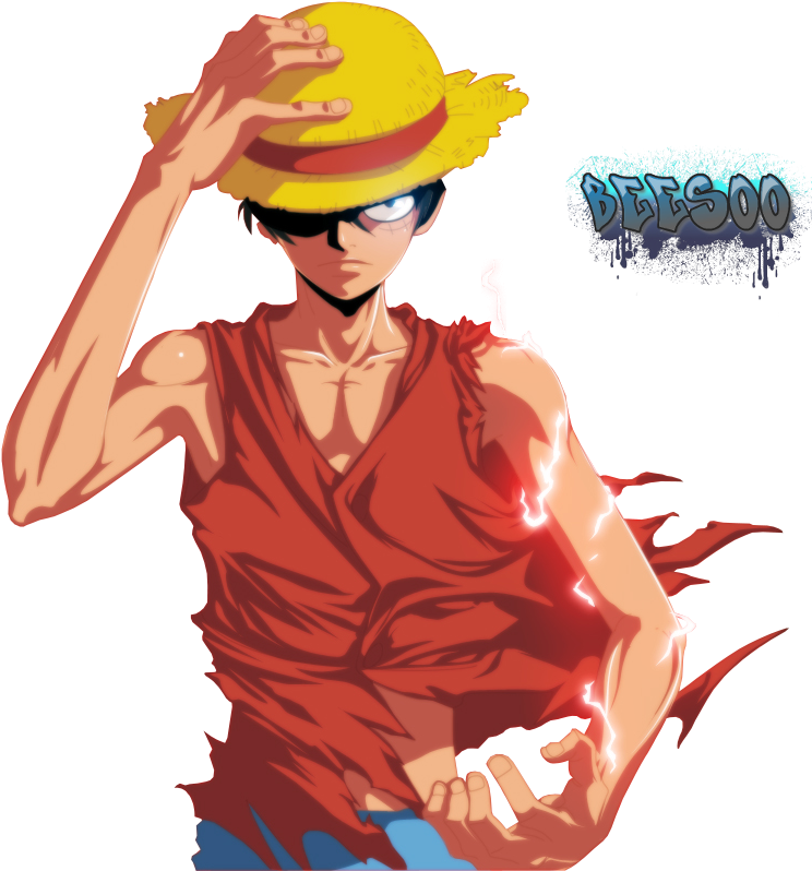 One Piece Luffy Straw Hat Salute PNG Image