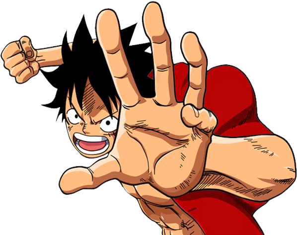 One Piece Luffy Stretching Action PNG Image