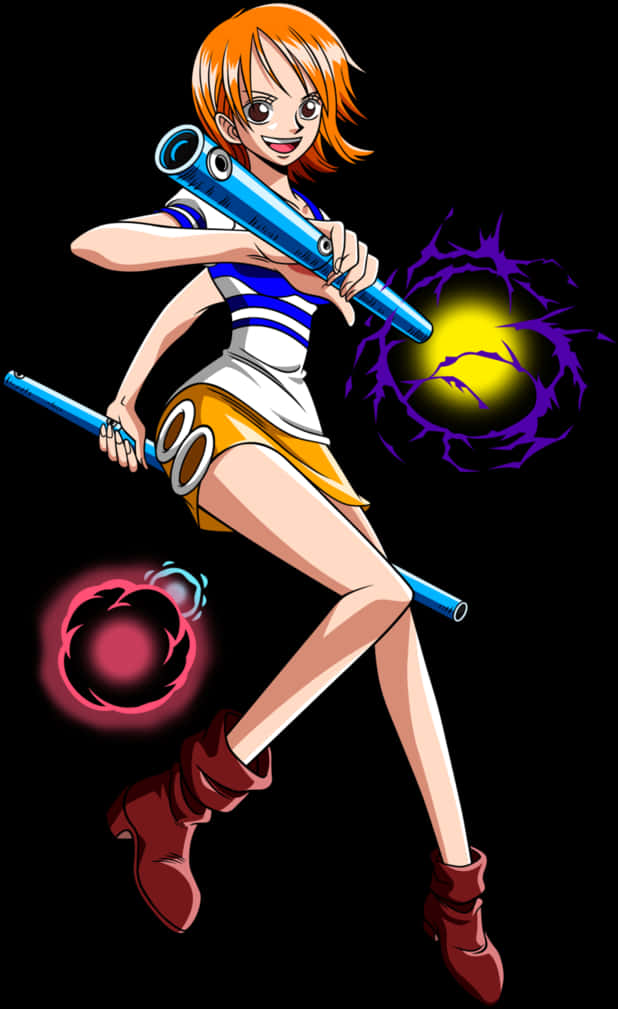 One Piece Namiwith Clima Tact PNG Image