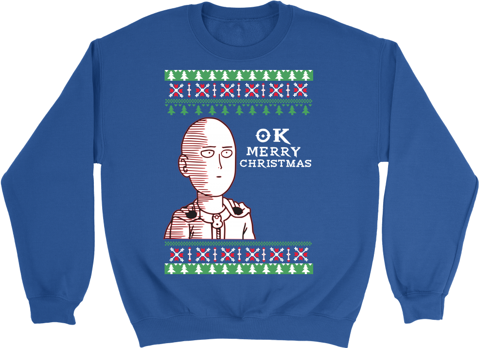 One Punch Man Christmas Sweater PNG Image