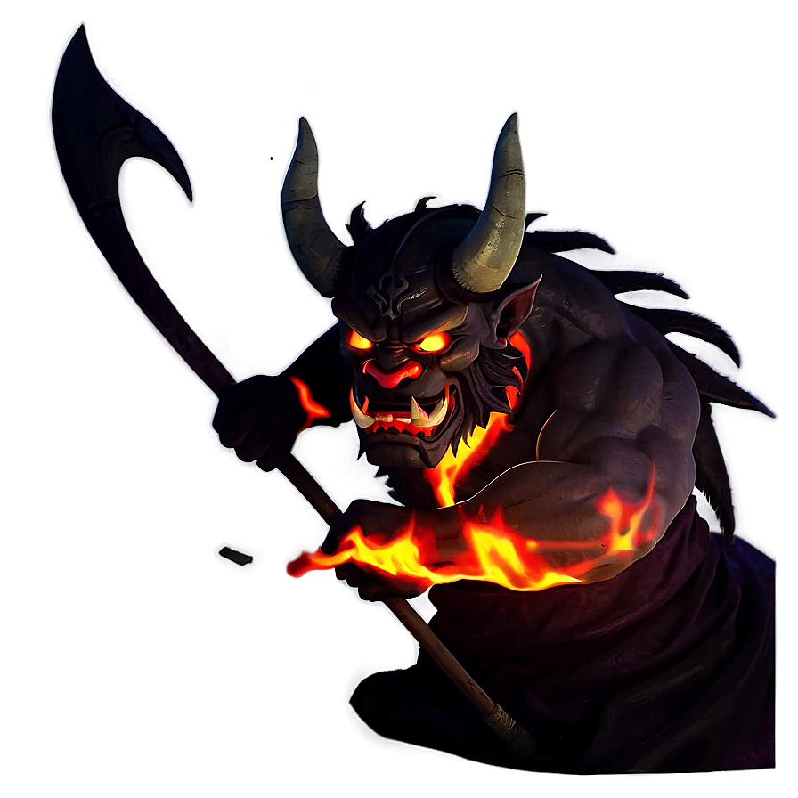 Oni With Flames Background Png 06122024 PNG Image