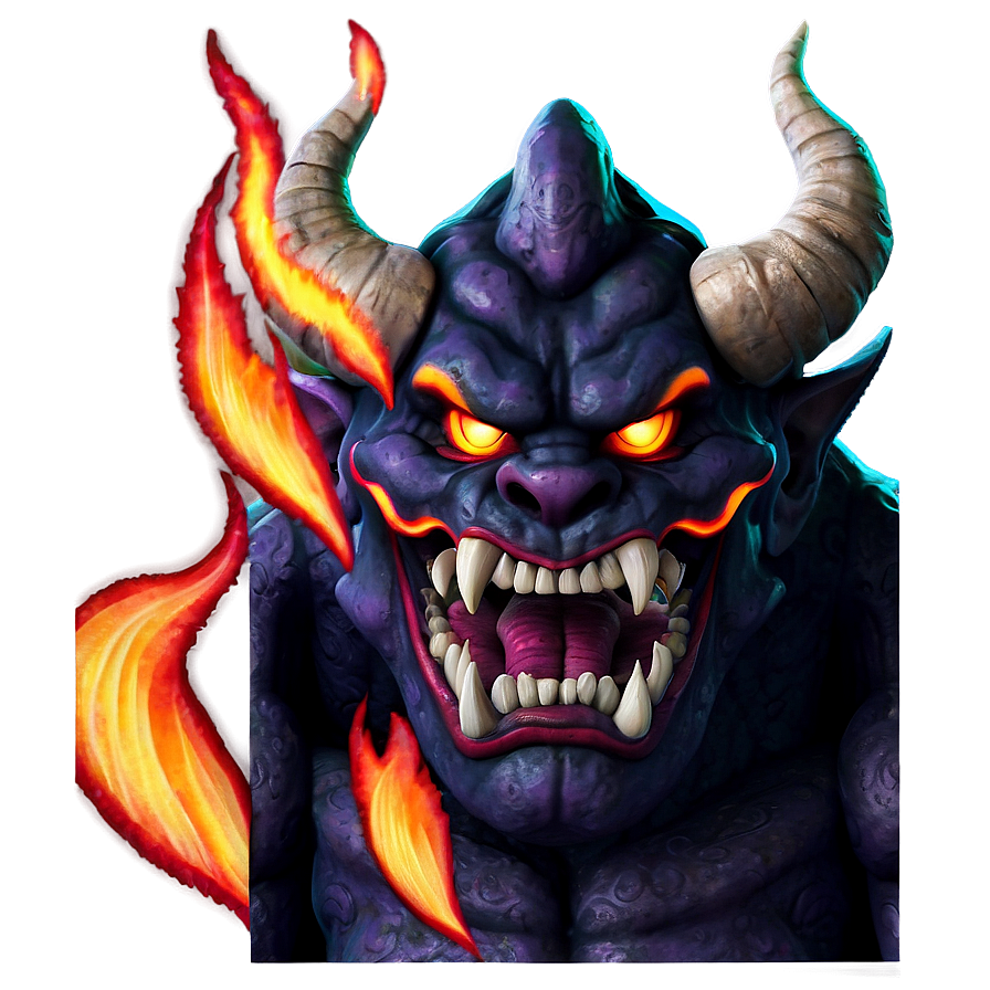 Oni With Flames Background Png Kpx PNG Image