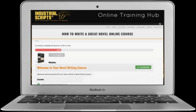 Online Novel Writing Course Screen PNG Image