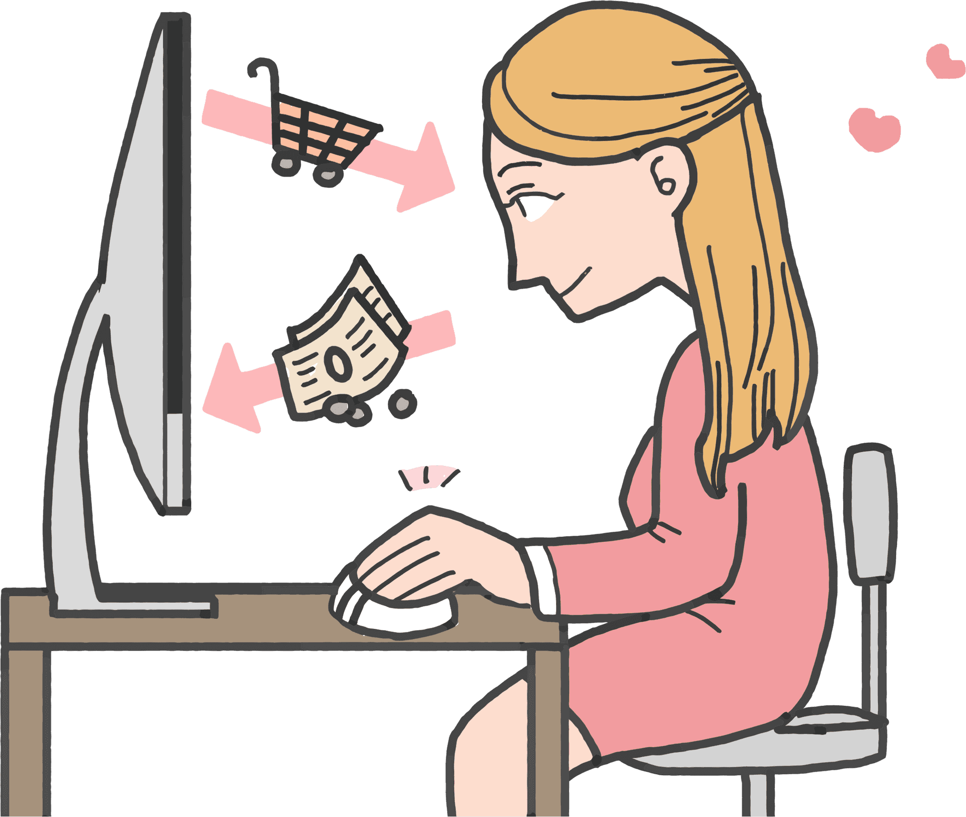 Online Shopping Cartoon Experience PNG Image