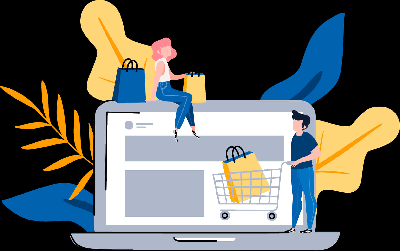 Online Shopping Experience Illustration PNG Image