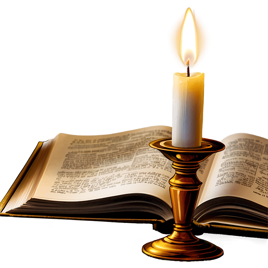 Open Book And Candle Png Dyc33 PNG Image