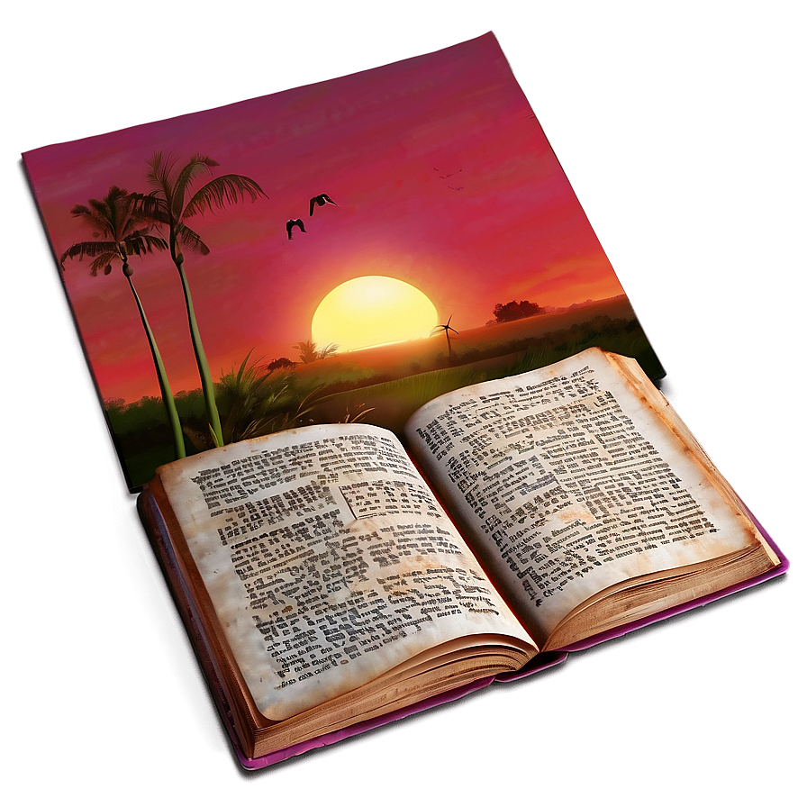 Open Book And Sunset Png Lfi PNG Image