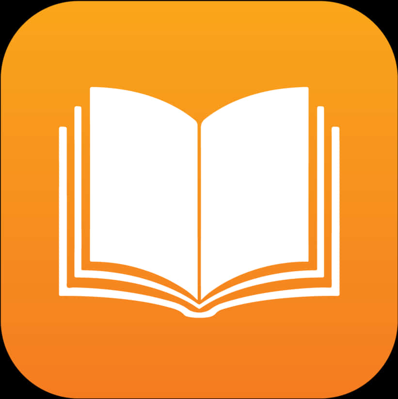 Open Book Icon Orange Background PNG Image