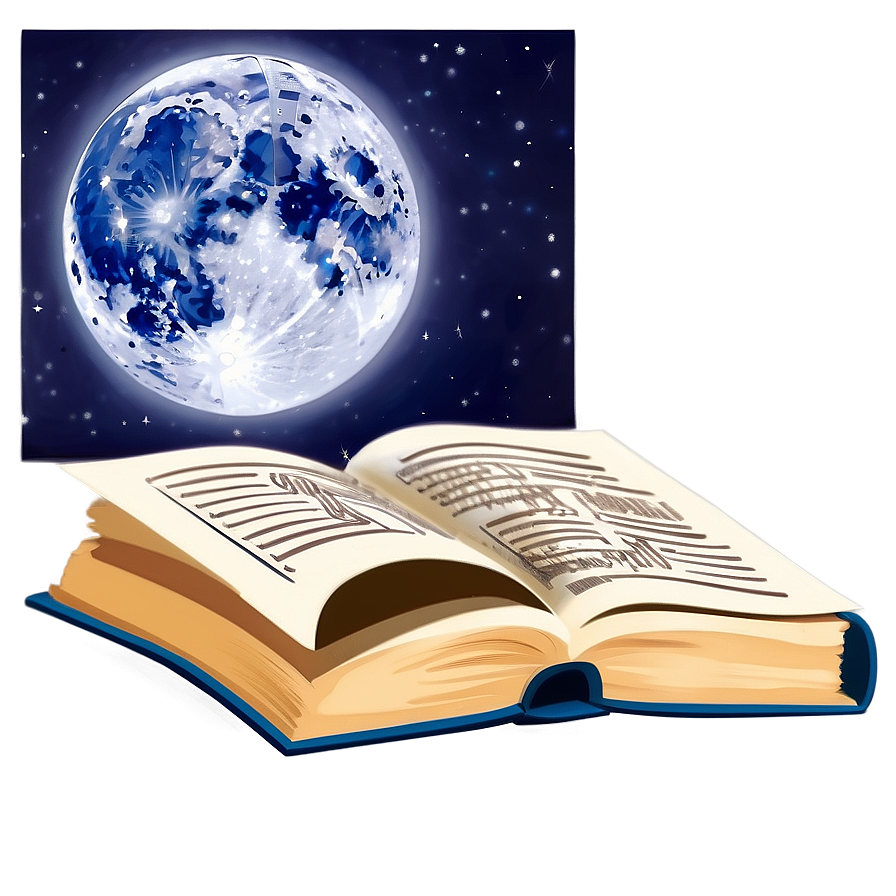 Open Book In Moonlight Png Gka PNG Image