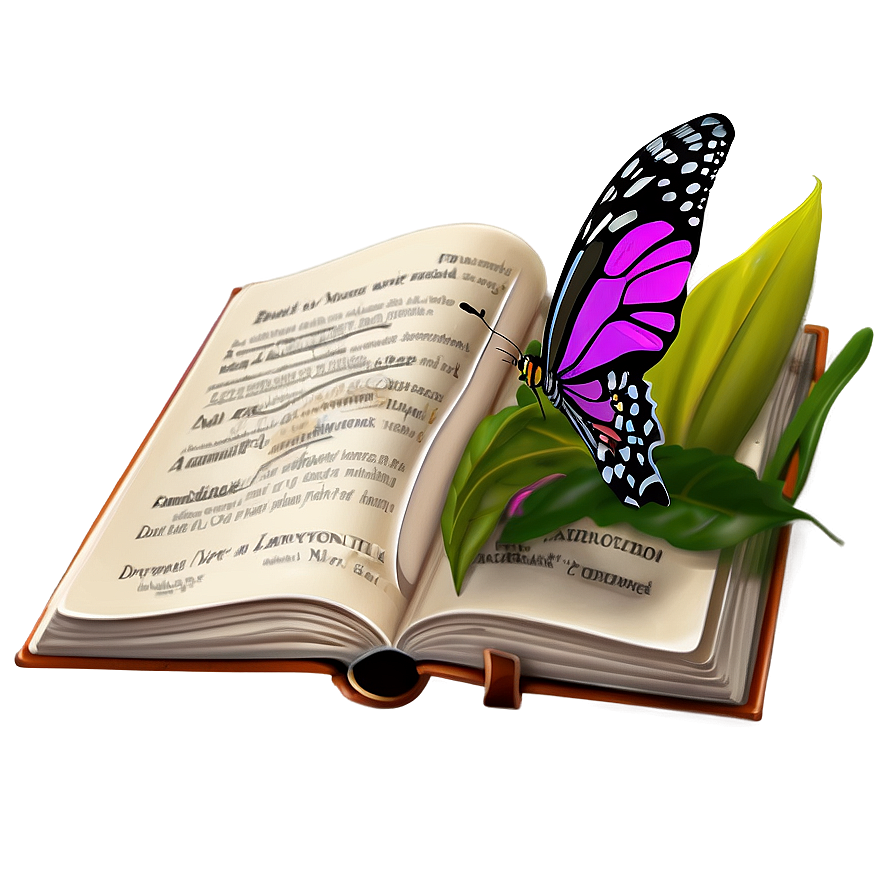 Open Book With Butterfly Png 3 PNG Image