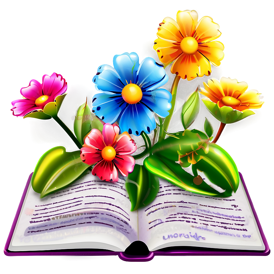 Open Book With Flowers Png Nqp53 PNG Image