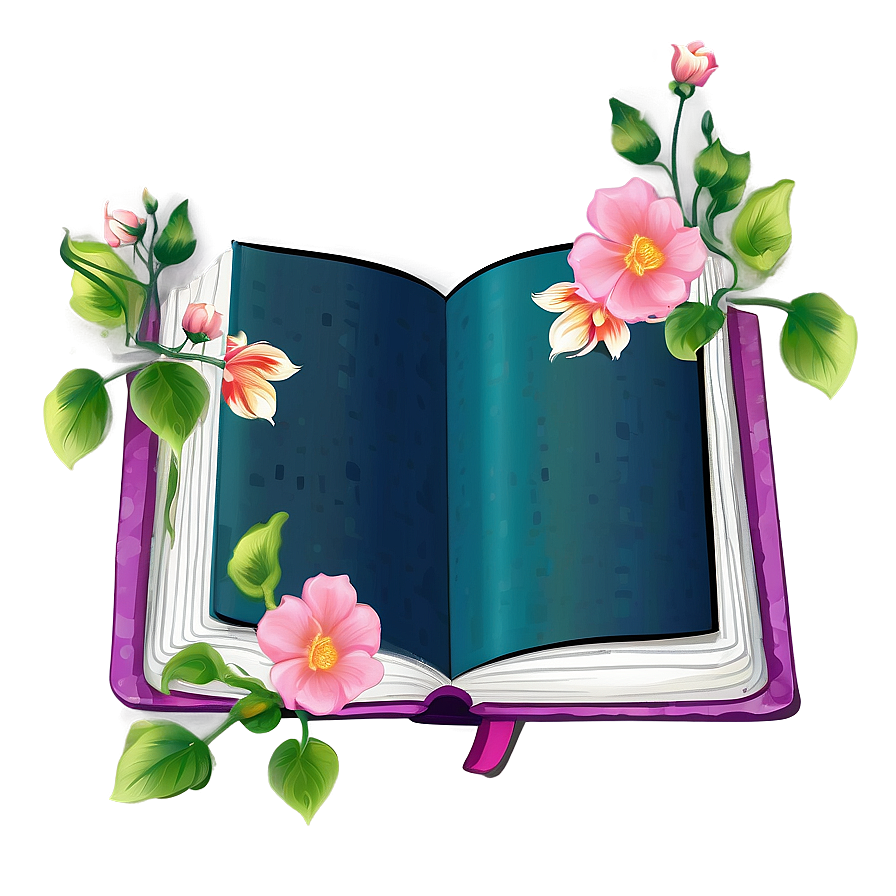 Open Book With Flowers Png Pps10 PNG Image