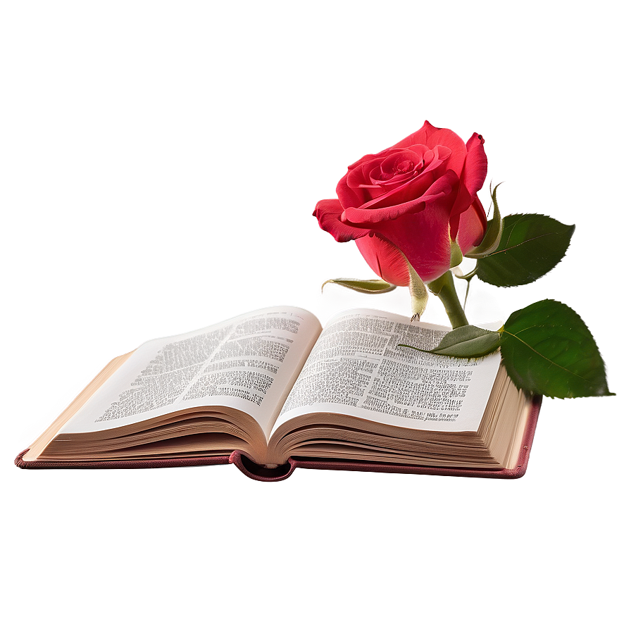 Open Book With Rose Png Mwl90 PNG Image