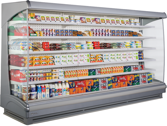 Open Display Refrigerator Fullof Products PNG Image