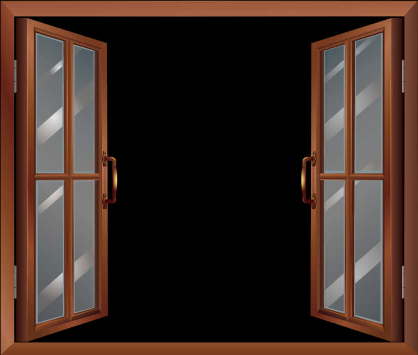 Open French Doors Night View PNG Image