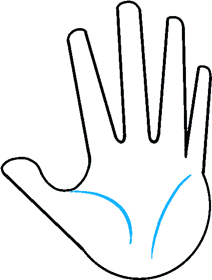 Open Hand Line Drawing PNG Image